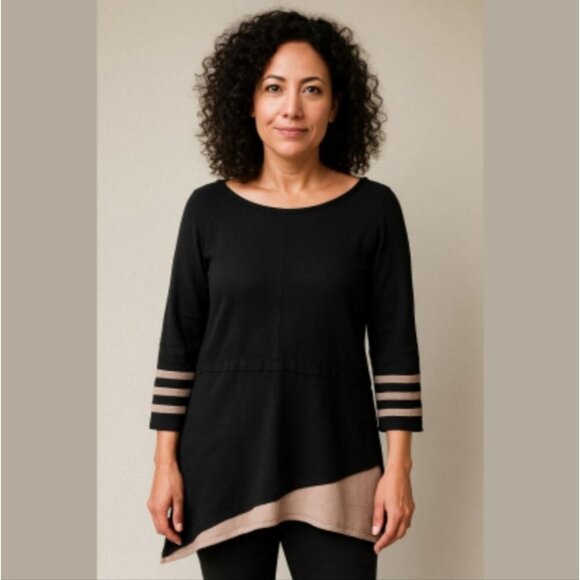 SONIA RYKIEL | Asymmetrical Tunic Striped Pink Black Sz XL - Picture 1 of 6